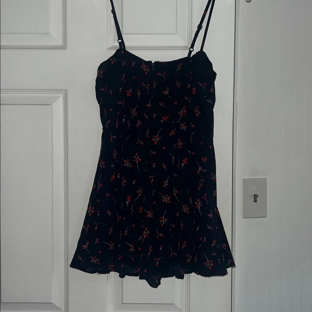Women's Black Floral Spaghetti Strap Sundress - Picture 2 of 2